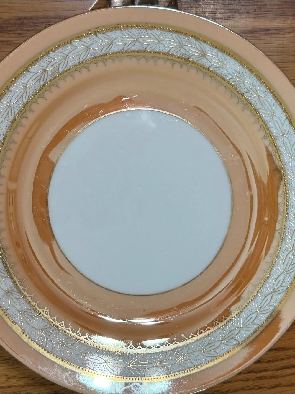 Noritake Peach/Gold Trim Dinner Plates Set (4)